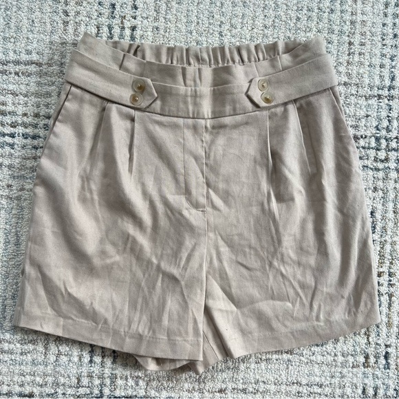 NWT Express Linen Blend High Rise Paperbag Shorts - Picture 1 of 5